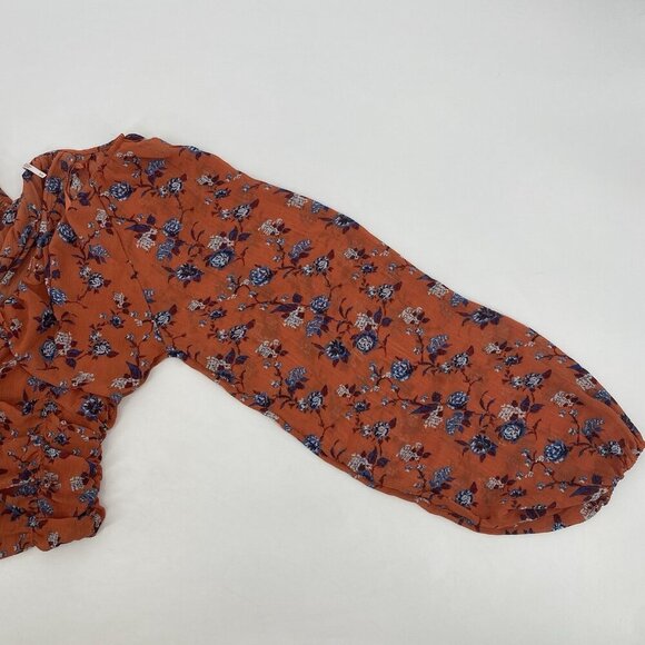 Free People Final Rose Chiffon Long Sleeve Blouse Crop Rust Size M - Picture 10 of 13